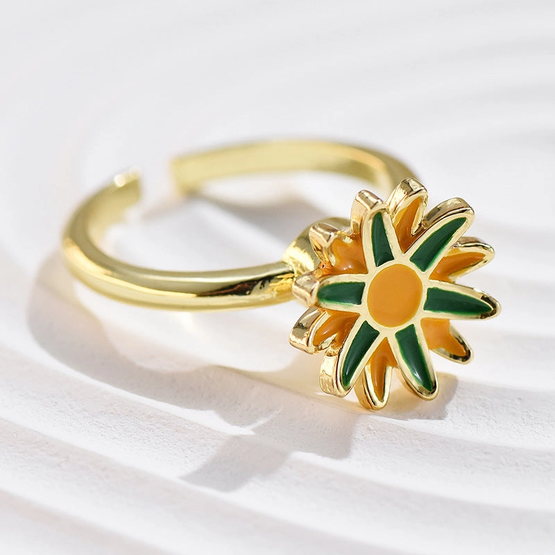Wholesale Alloy Rotatable Daisy Flower Butterfly Ring