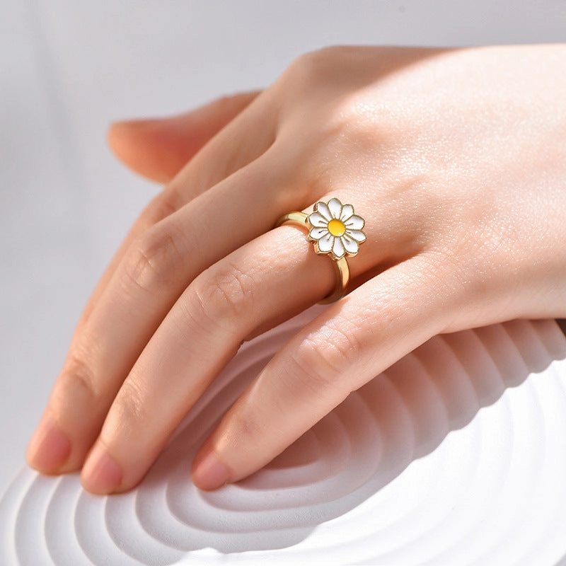 Wholesale Alloy Rotatable Daisy Flower Butterfly Ring