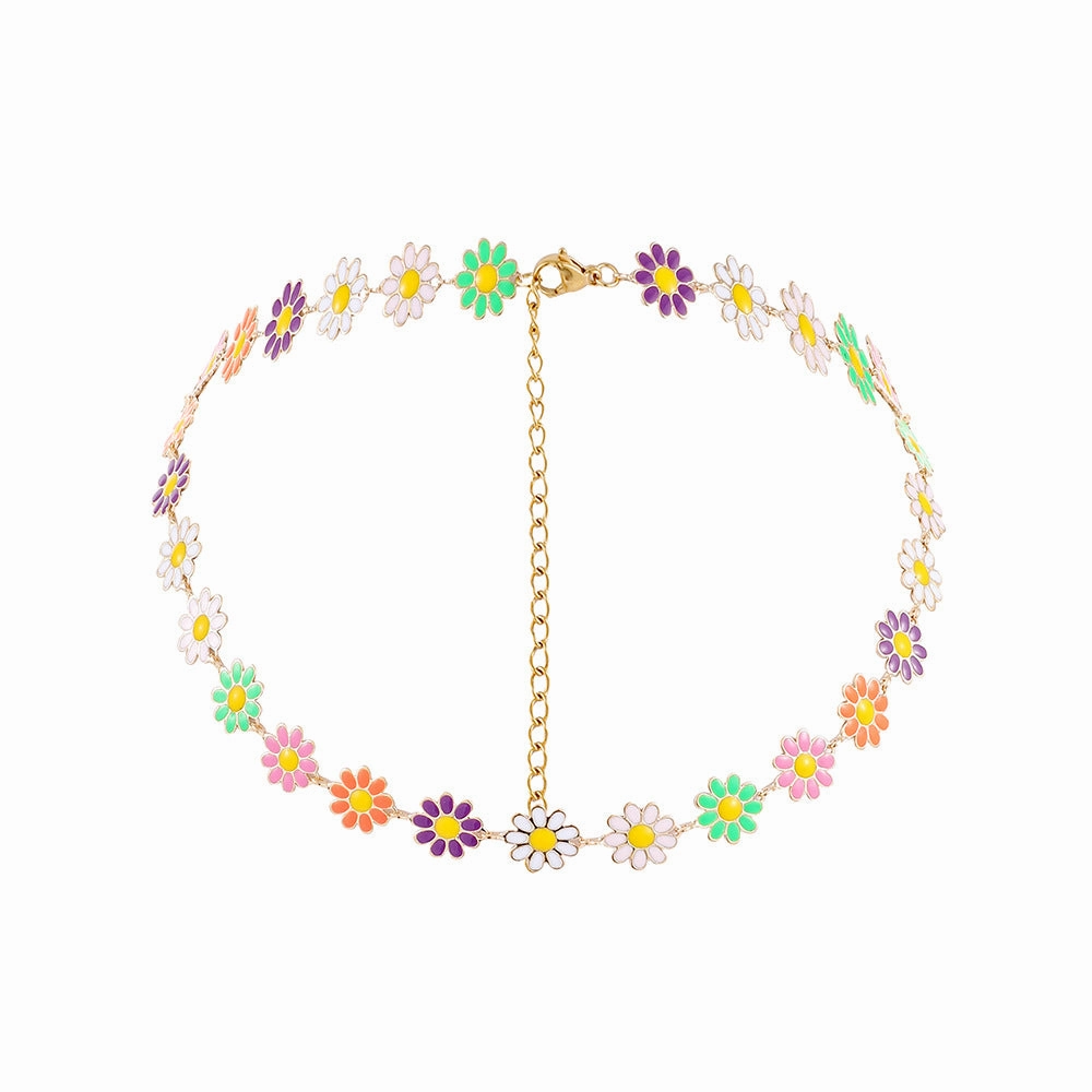 Wholesale Alloy Small Daisy Flower Clavicle Necklace