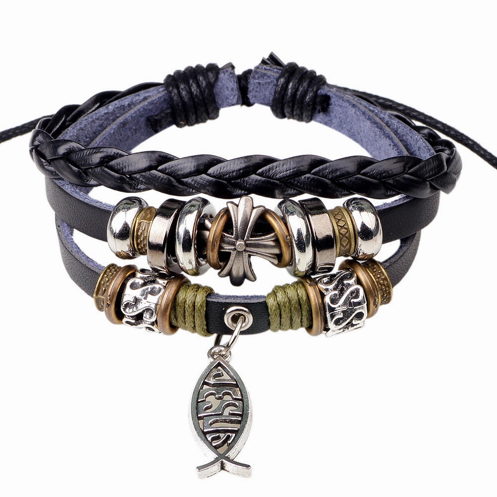 Wholesale Alloy Small Fish Accessories Cross Beaded Bracelet