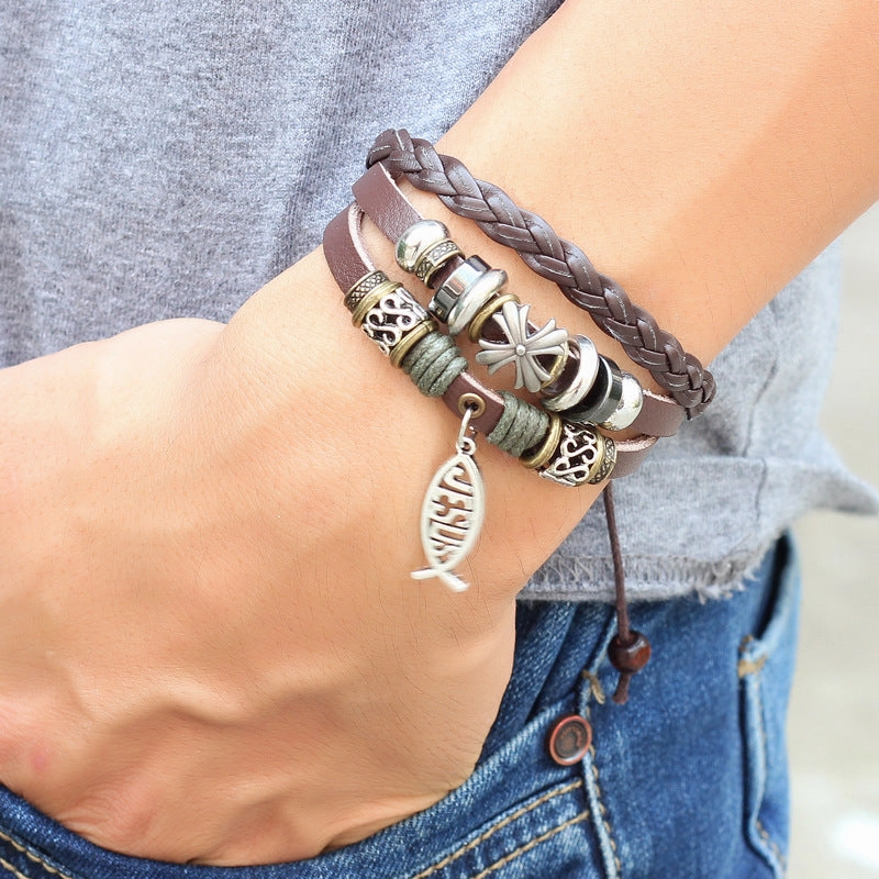 Wholesale Alloy Small Fish Accessories Cross Beaded Bracelet