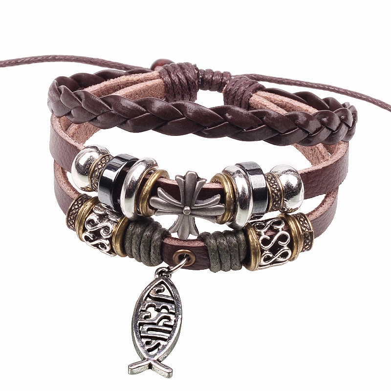 Wholesale Alloy Small Fish Accessories Cross Beaded Bracelet