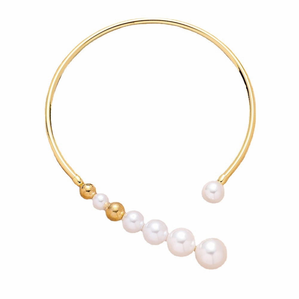 Wholesale Alloy Small Gold Bead Open Clavicle Necklace