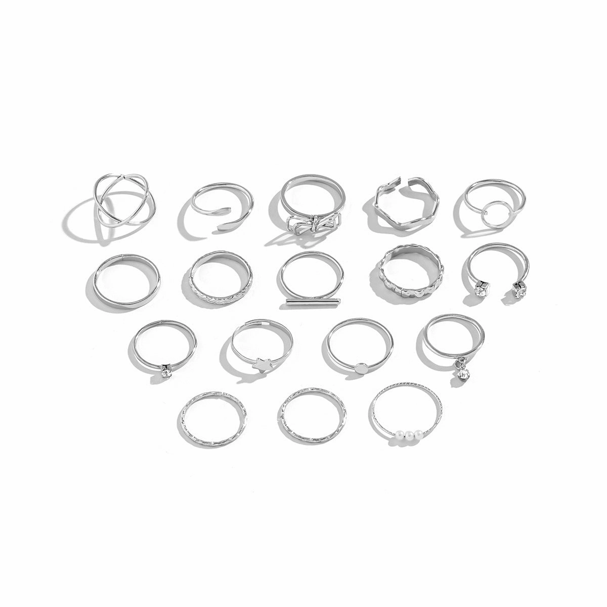 Wholesale Alloy Stacked Micro-inlaid Star and Moon Ring