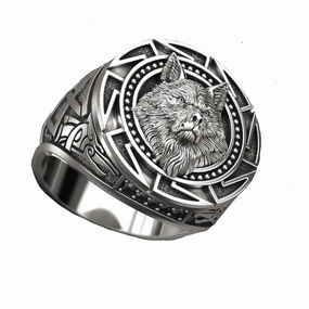 Wholesale Alloy Viking Wolf Head Ring for Men