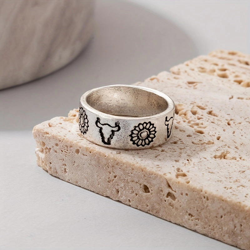Wholesale Alloy Western Bullhead Ring