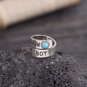 Wholesale Alloy Western Inlaid Turquoise Alloy Open Ring