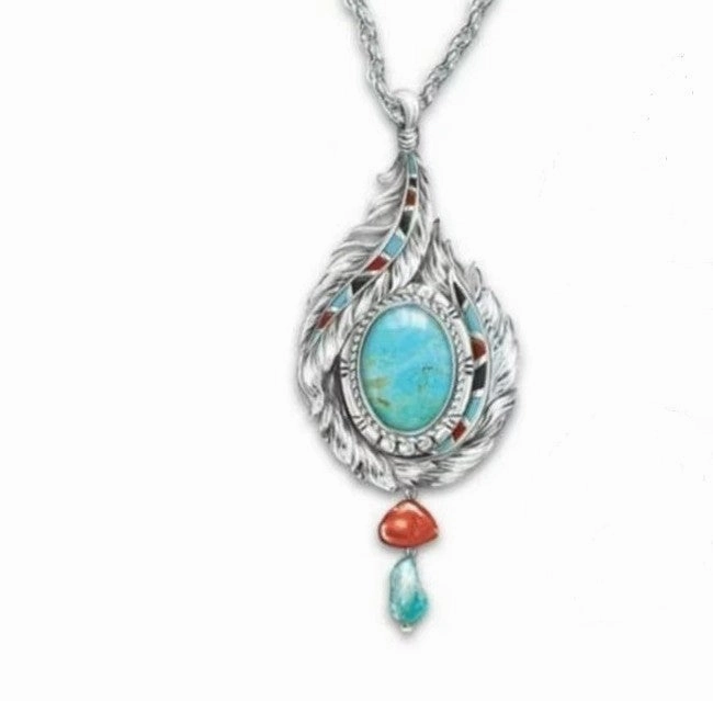 Wholesale Alloy Western Inlaid Turquoise Eagle Feather Ring
