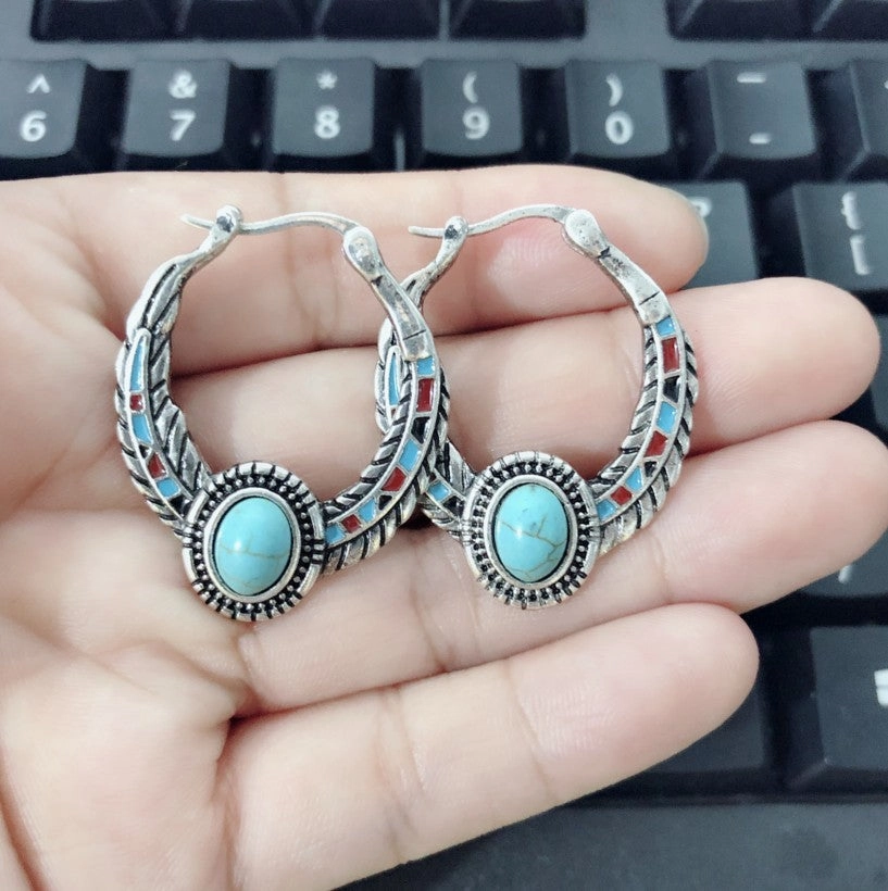 Wholesale Alloy Western Inlaid Turquoise Eagle Feather Ring