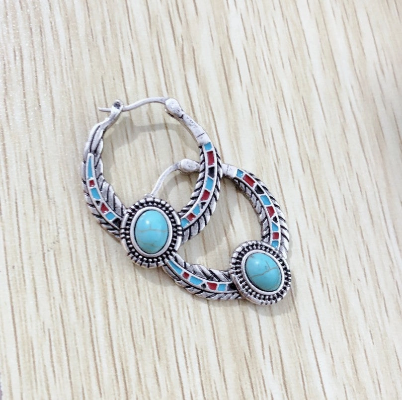 Wholesale Alloy Western Inlaid Turquoise Eagle Feather Ring