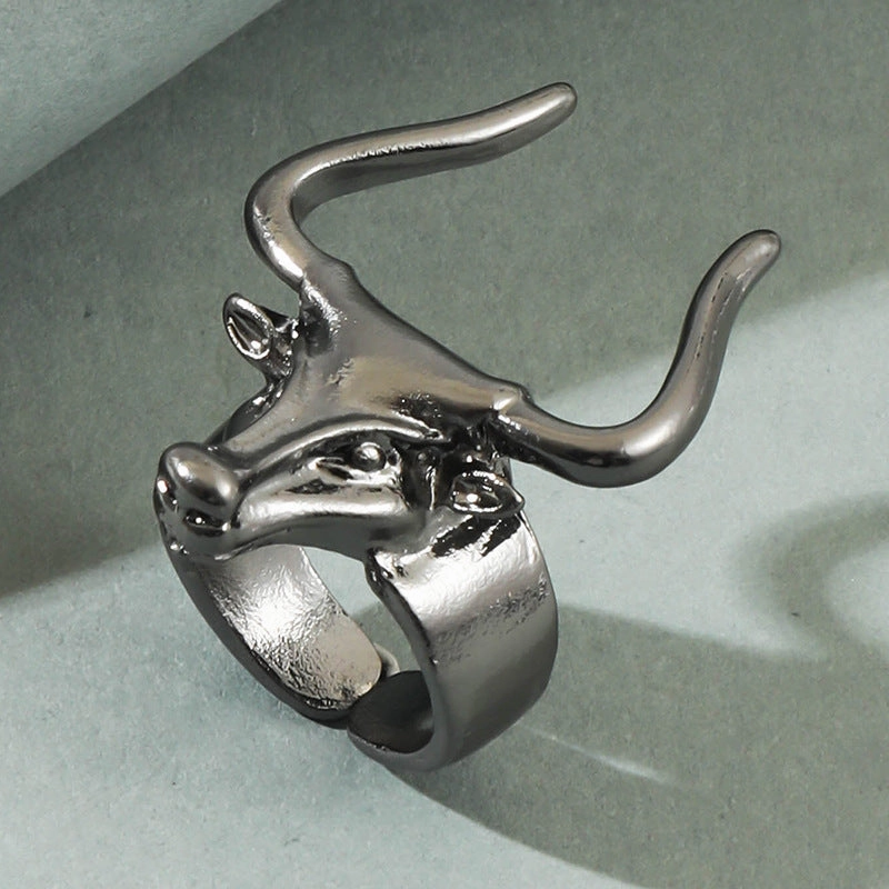 Wholesale Alloy Western Wind Bullhead Adjustable Ring