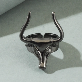 Wholesale Alloy Western Wind Bullhead Adjustable Ring