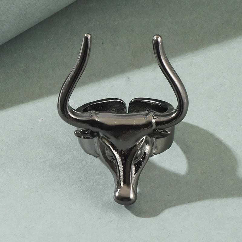 Wholesale Alloy Western Wind Bullhead Adjustable Ring