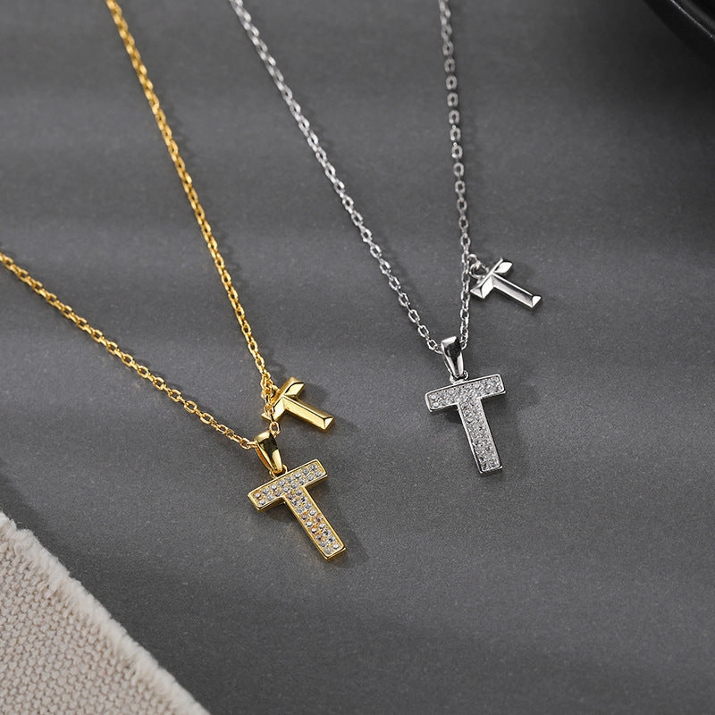 Wholesale Alphabet Double T Clavicle Necklaces