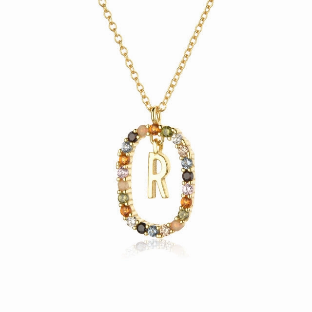 Wholesale Alphabet Gemstone Crystal Copper Necklaces