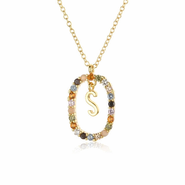 Wholesale Alphabet Gemstone Crystal Copper Necklaces
