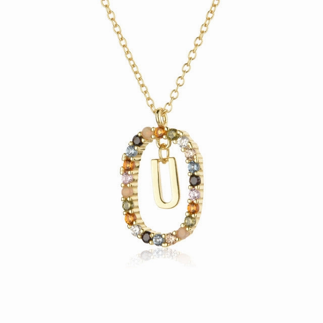 Wholesale Alphabet Gemstone Crystal Copper Necklaces