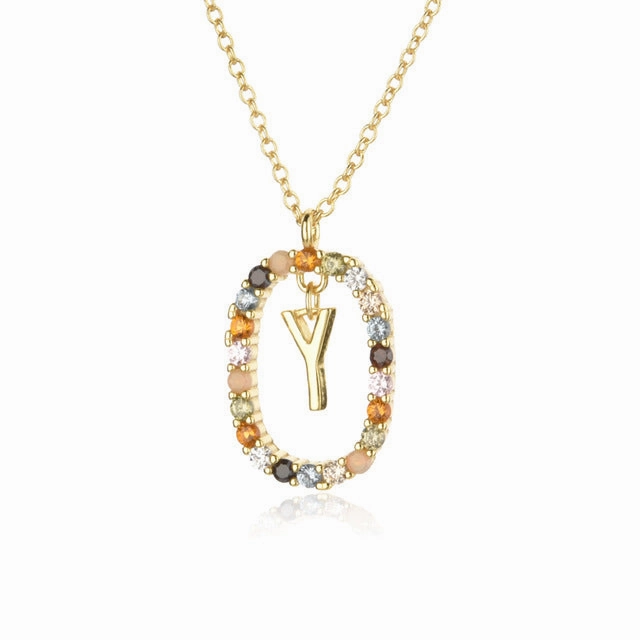 Wholesale Alphabet Gemstone Crystal Copper Necklaces