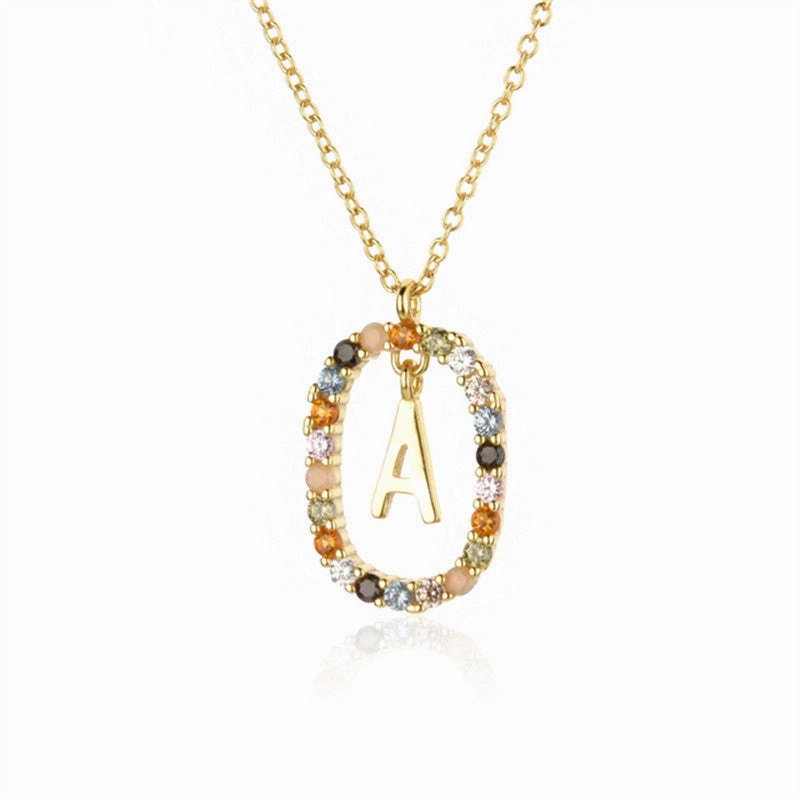 Wholesale Alphabet Gemstone Crystal Copper Necklaces