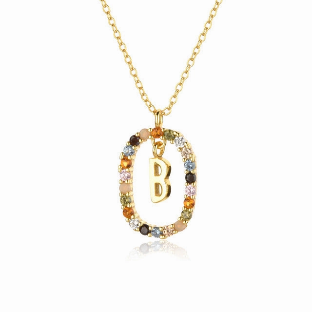 Wholesale Alphabet Gemstone Crystal Copper Necklaces