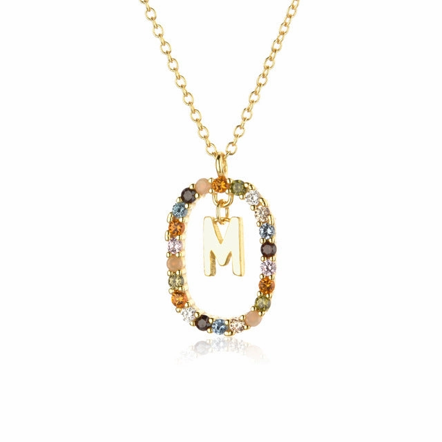 Wholesale Alphabet Gemstone Crystal Copper Necklaces