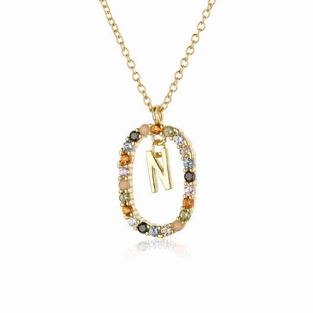 Wholesale Alphabet Gemstone Crystal Copper Necklaces