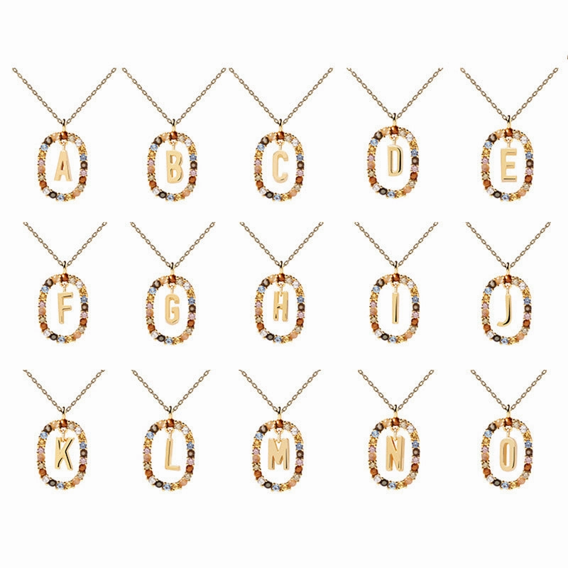 Wholesale Alphabet Gemstone Crystal Copper Necklaces
