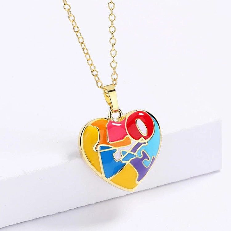 Wholesale Alphabet Love LOVE Color Enamel Copper Ring Necklaces Earrings Three-piece Set