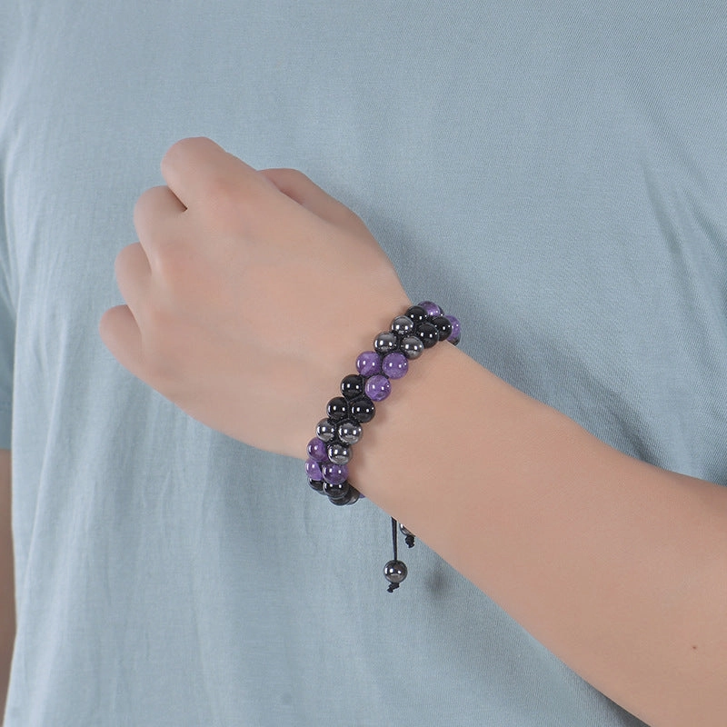 Wholesale Amethyst Double-layer Agate Beaded Bracelet