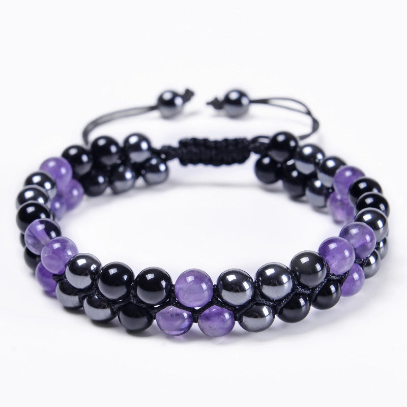 Wholesale Amethyst Double-layer Agate Beaded Bracelet