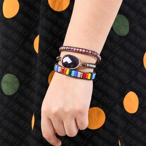 Wholesale  amethyst woven bohemian creative multi-layer bracelet