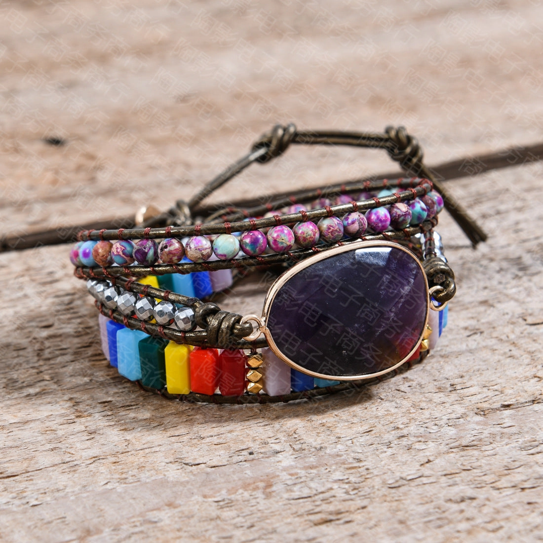 Wholesale  amethyst woven bohemian creative multi-layer bracelet