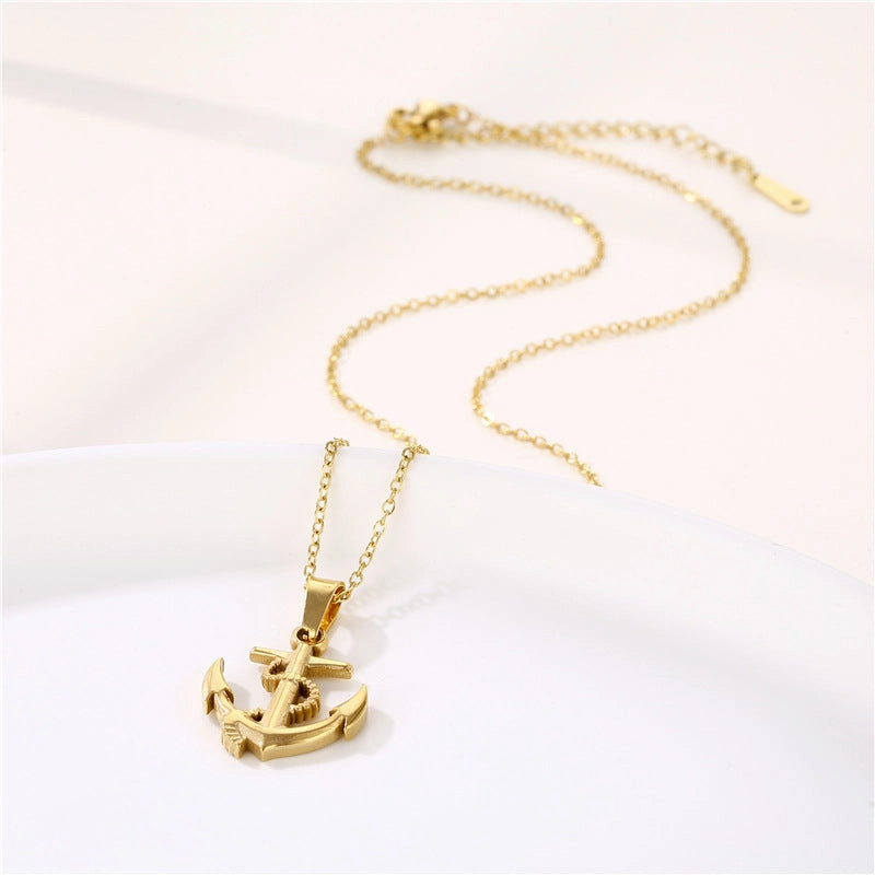Wholesale Anchor Pendant Cross Vintage Necklace Titanium Steel