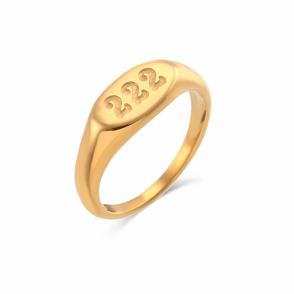 Wholesale Angel Numeral Titanium Steel Gold Plated Gold Plated Ring