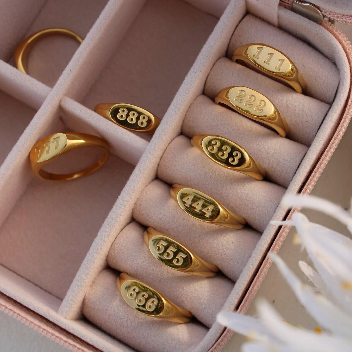 Wholesale Angel Numeral Titanium Steel Gold Plated Gold Plated Ring