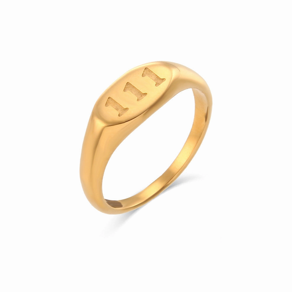 Wholesale Angel Numeral Titanium Steel Gold Plated Gold Plated Ring