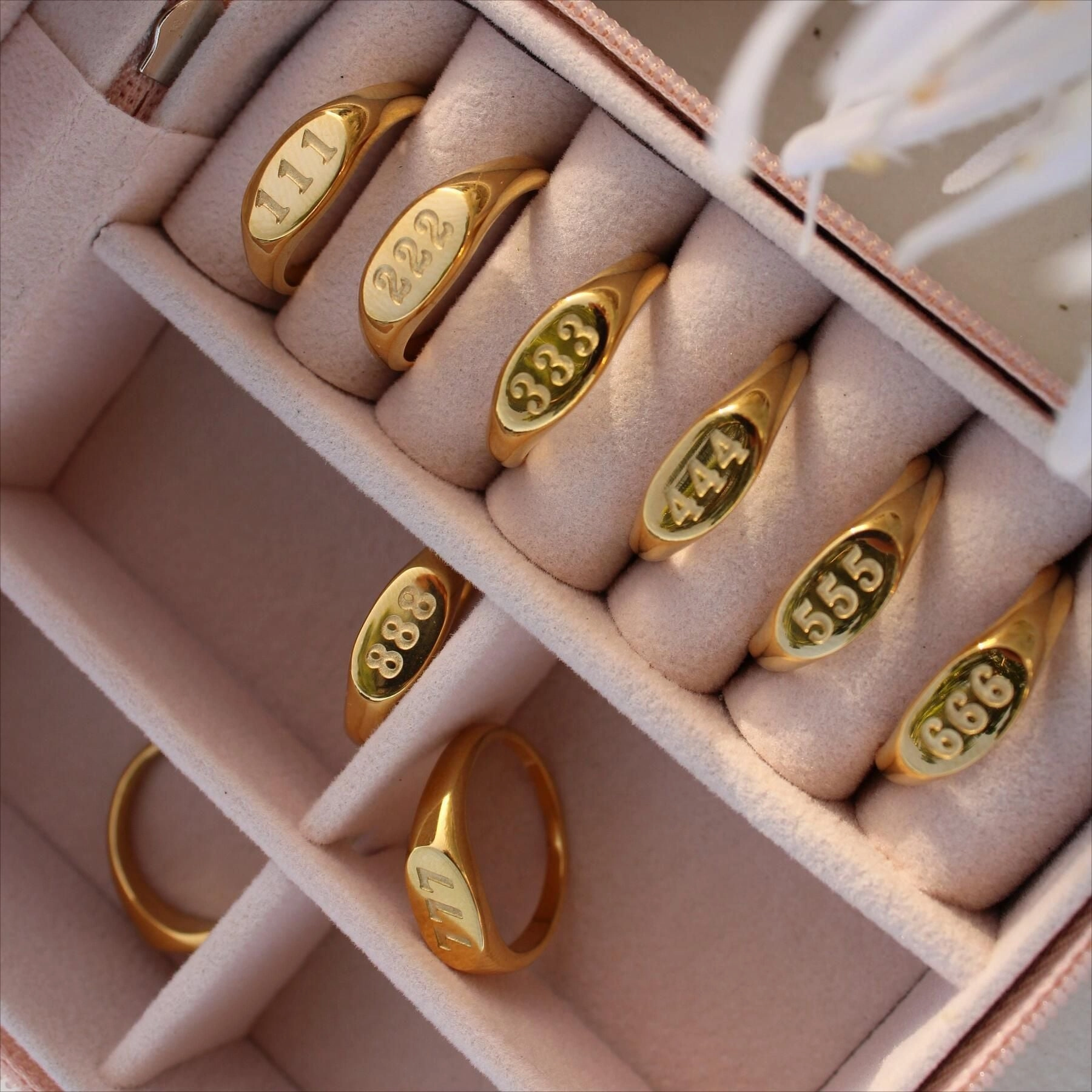 Wholesale Angel Numeral Titanium Steel Gold Plated Gold Plated Ring