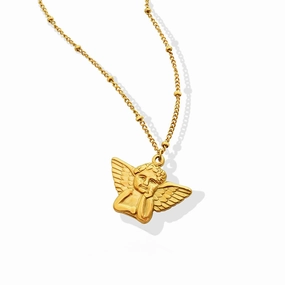 Wholesale Angel Pendant Titanium Steel 18k Gold Necklaces