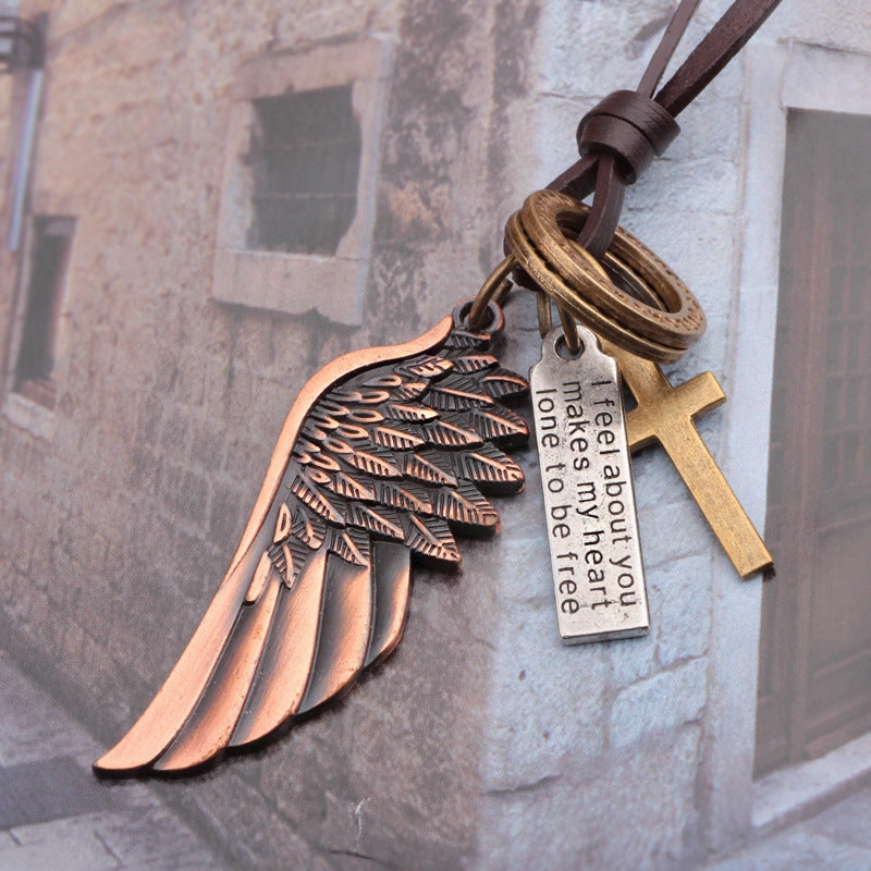 Wholesale Angel Wings Genuine Leather Necklaces