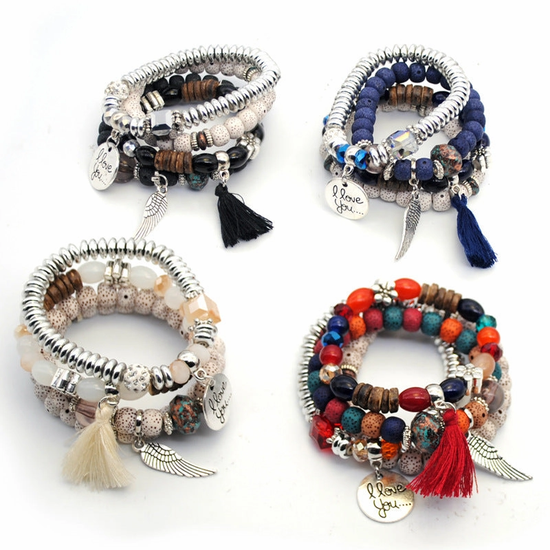 Wholesale Angel Wings Vintage Beaded Multi Layered Handstring