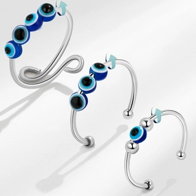 Wholesale Anti Stress Devil Eye Copper Adjustable Rings