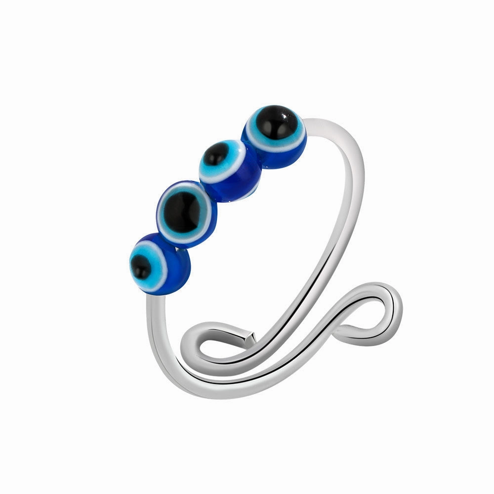 Wholesale Anti Stress Devil Eye Copper Adjustable Rings