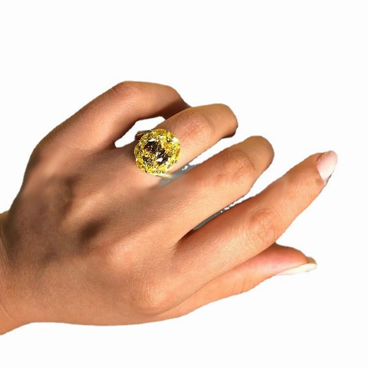Wholesale Asscher Yellow Diamond Copper Rings