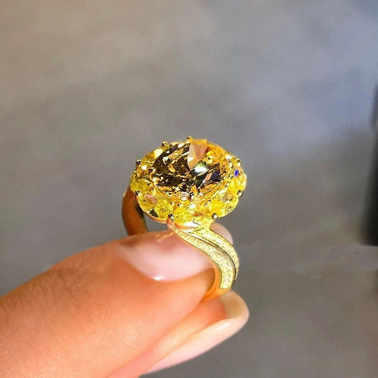 Wholesale Asscher Yellow Diamond Copper Rings