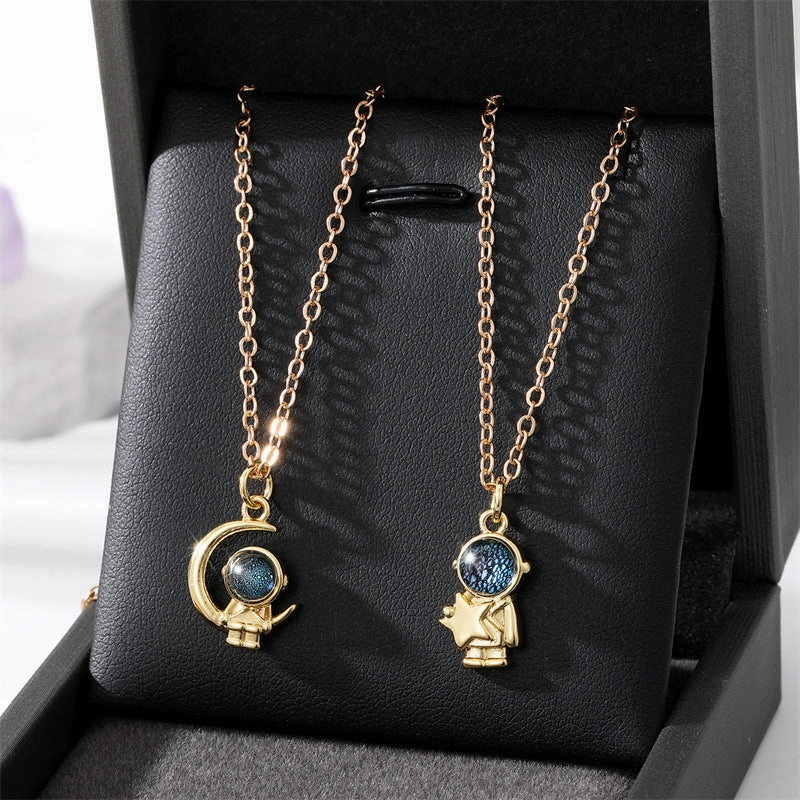 Wholesale Astronaut Moon Star Alloy Necklaces