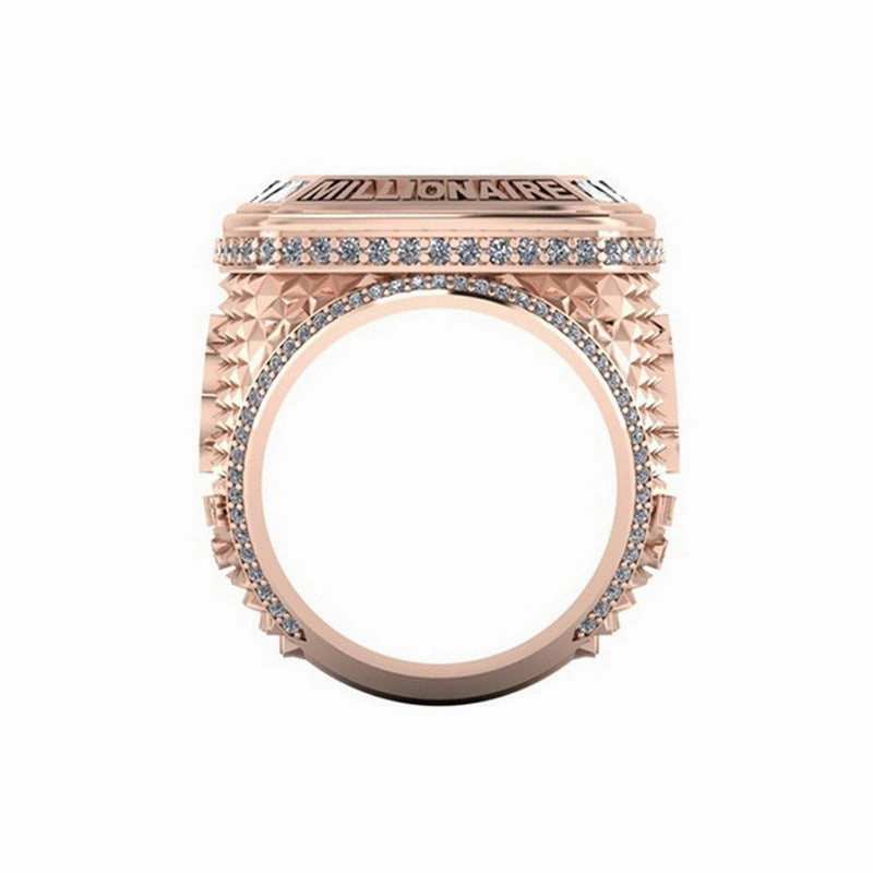 Wholesale B Letter Rose Gold White Diamond Metal Rings
