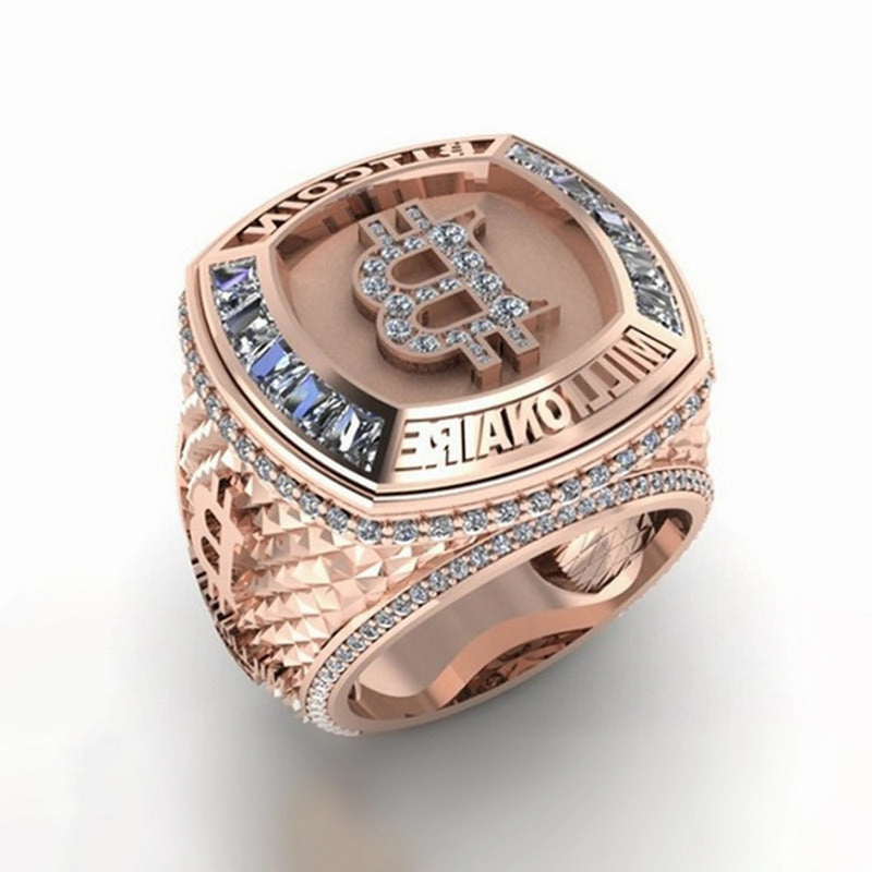 Wholesale B Letter Rose Gold White Diamond Metal Rings