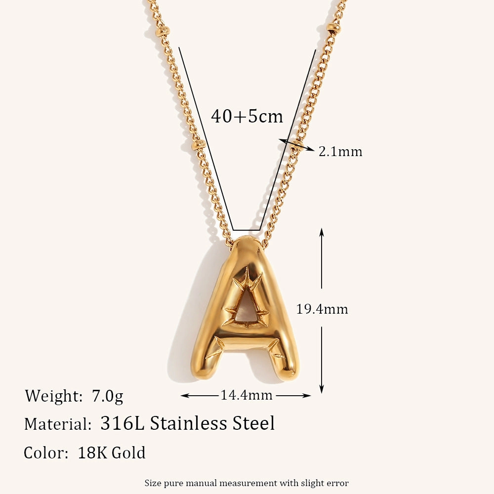 Wholesale Balloon English Stainless Steel Plated 18K Necklace