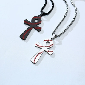 Wholesale Baseball Pattern Ankh Cross Pendants Alloy Necklaces
