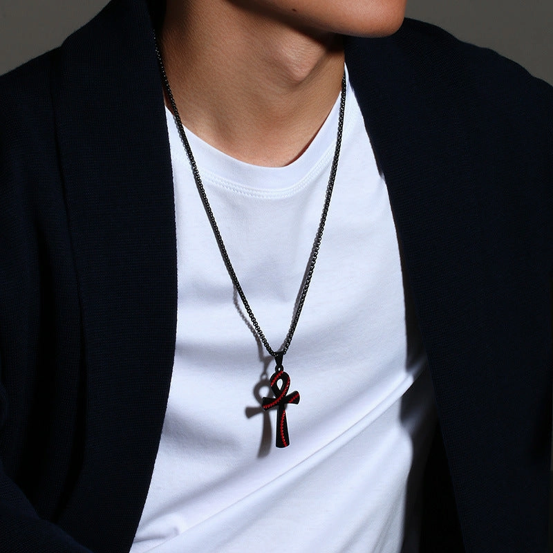 Wholesale Baseball Pattern Ankh Cross Pendants Alloy Necklaces